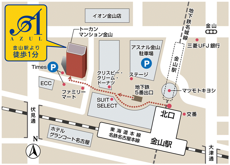 アズール・ギター教室 金山駅前教室　地図